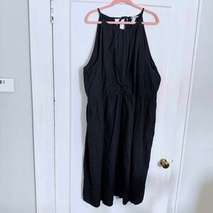 Ava & Viv Elegant Black linen blend Halter Dress NWT